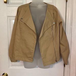 DG2 Collarless Stretch Denim Moto Jacket SZ Small
